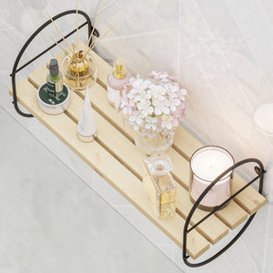 Wandregal Oulu mit Metallrahmen Schwarz/Natur in versch. Größen [en.casa]