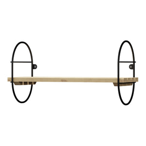 Wandregal Oulu mit Metallrahmen Schwarz/Natur in versch. Größen [en.casa]