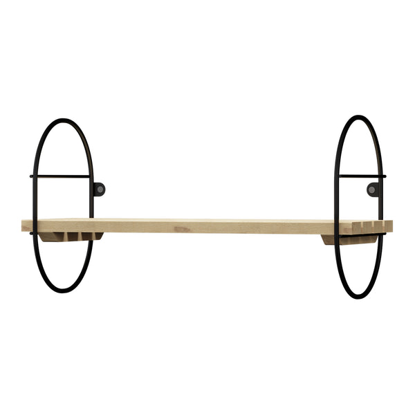 Wandregal Oulu mit Metallrahmen Schwarz/Natur in versch. Größen [en.casa]