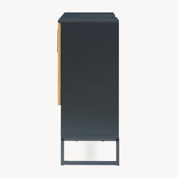 Waschbeckenunterschrank 'Svanes' 70 x 60 x 30 cm Bambusfront Metallgestell Dunkelgrau/Natur