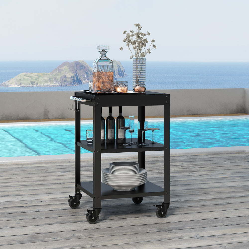 Outdoor Servierwagen Bolognano Stahl 81x50x50 cm [casa.pro]