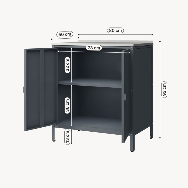 Maßskizze Outdoor Schrank Bolognano 92x80x50 cm [casa.pro]