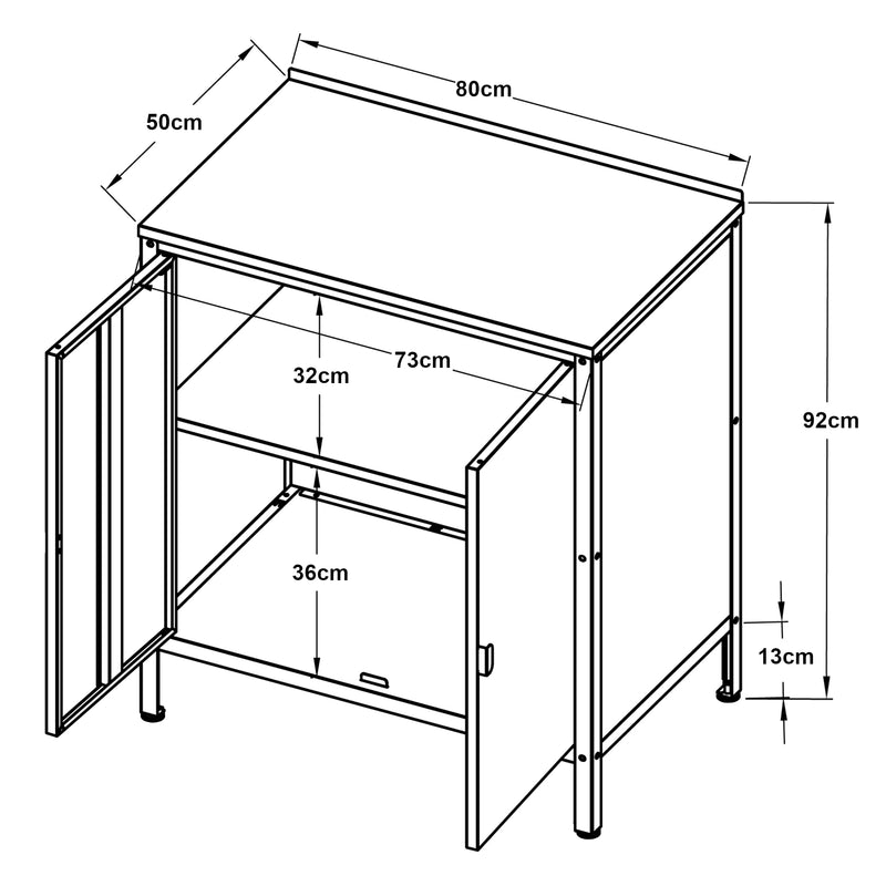 Maßskizze Outdoor Schrank Bolognano 92x80x50 cm [casa.pro]