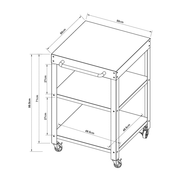 Outdoor Servierwagen Bolognano Stahl 81x50x50 cm [casa.pro]