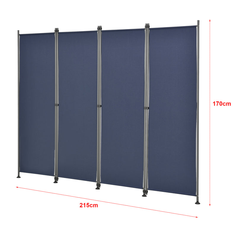 Maßskizze Trennwand Modica Outdoor 170x215 cm  vierteilig in versch. Farben pro.tec