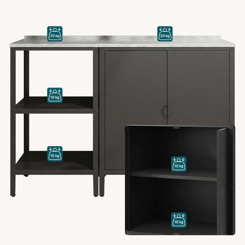 Maßskizze Outdoorset Bolognano Standregal und Schrank [casa.pro]