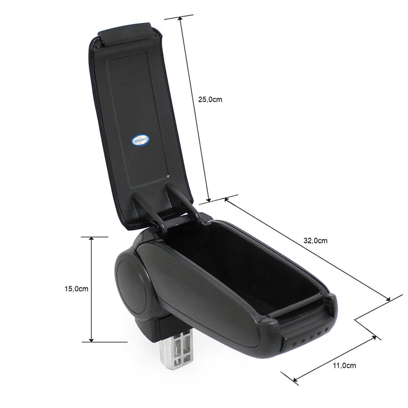 Maßskizze Mittelarmlehne Skoda Octavia 2 Limousine 2004 - 2005 versch. Ausführungen pro.tec