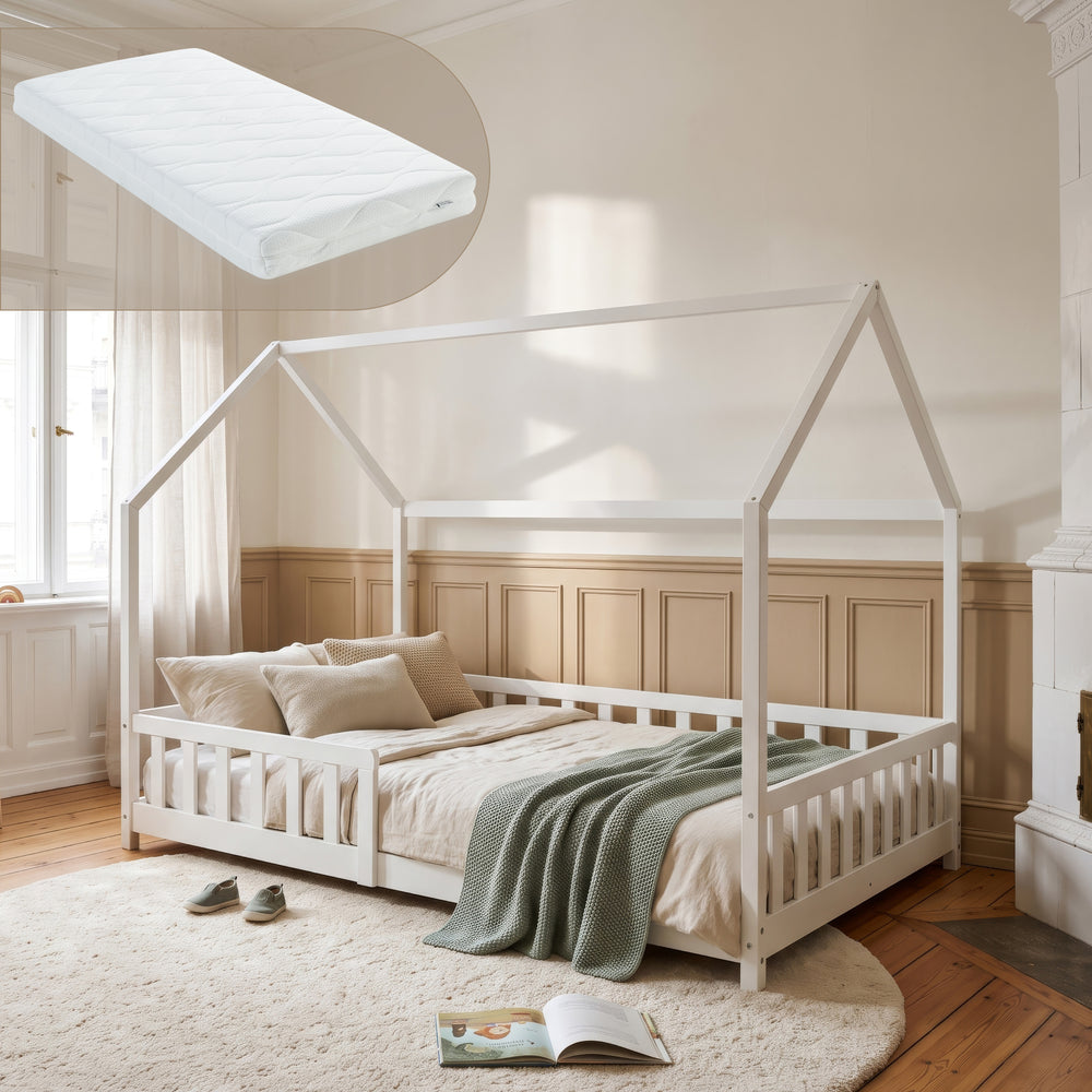 Hausbett Hesel mit Matratze und Rausfallschutz [en.casa]