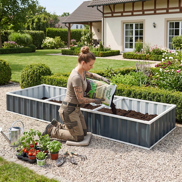 Hochbeet Albrandswaard 258x90x30 cm Anthrazit [en.casa]