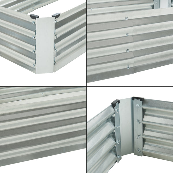 Pflanzbeet Celano Stahl Silber [en.casa]