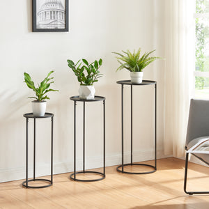 Pflanzenständer Nesodden 3er Set Metall Schwarz [en.casa] - premiumXL