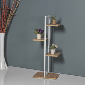 Pflanzregal Blaabjerg Metall 90x35x26cm Weiß / Walnussoptik [en.casa]