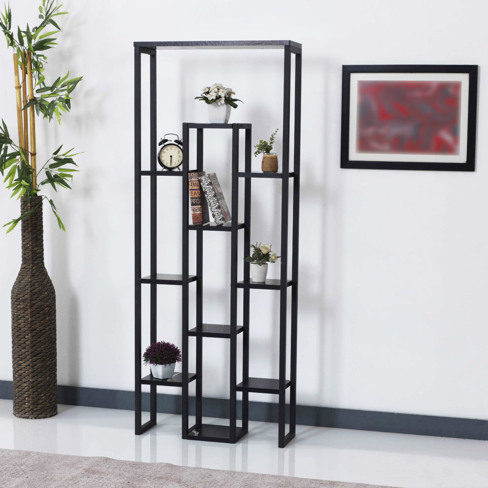 Pflanzregal Blaavandshuk 150 x 60 x 19 cm Schwarz / Marmor - Optik [en.casa] - premiumXL