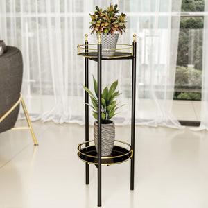 Blumenständer Oulainen 79x28x28cm Schwarz/Gold [en.casa] - premiumXL