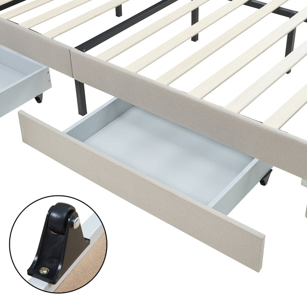 Polsterbett Nofrenna mit Matratze Leinen [en.casa]