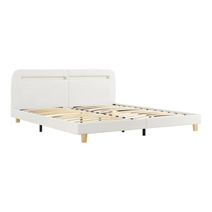 Polsterbett Roskilde mit LED Beleuchtung versch. Farben und Größen en.casa