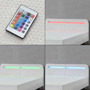 Polsterbett Roskilde mit LED Beleuchtung versch. Farben und Größen en.casa