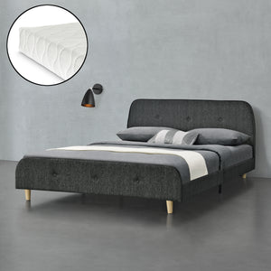 Polsterbett Silkeborg mit Matratze Kunstleder/Leinen in verschiedenen Größen und Farben [en.casa]