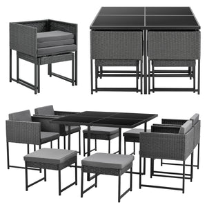 Polyrattan Gartenmöbelset Tarragona für 8 Personen in verschiedenen Farben en.casa