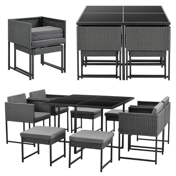 Polyrattan Gartenmöbelset Tarragona für 8 Personen in verschiedenen Farben en.casa