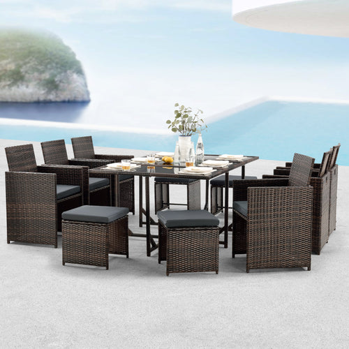 Polyrattan Sitzgruppe Laredo XL versch. Farben [en.casa]