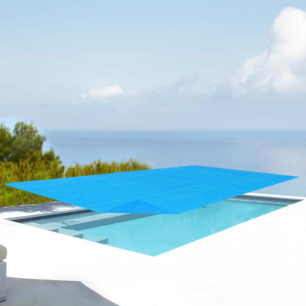 Solar Poolabdeckung Ferrarno Blau eckig [en.casa]