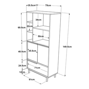Küchenschrank Kvænangen Eichenoptik/Rattanoptik [en.casa]