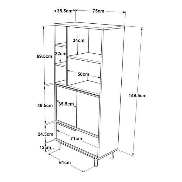 Küchenschrank Kvænangen Eichenoptik/Rattanoptik [en.casa]