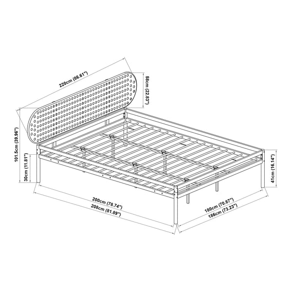 Metallbett Linköping mit ovalem Kopfteil [en.casa]