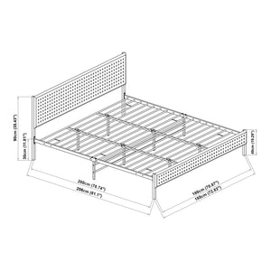 Metallbett Linköping mit rechteckigem Kopfteil und Matratze [en.casa]