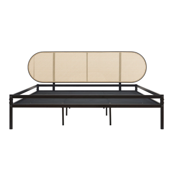 Metallbett Linköping mit ovalem Kopfteil und Matratze [en.casa]