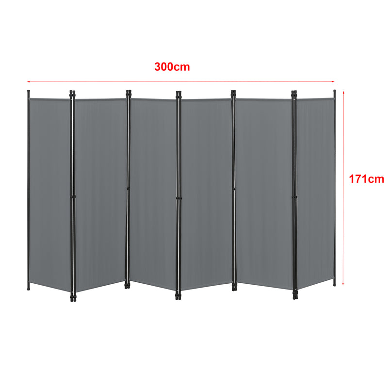 Maßskizze Raumteiler Huesca 6-teilig 300x171 cm versch Farben en.casa