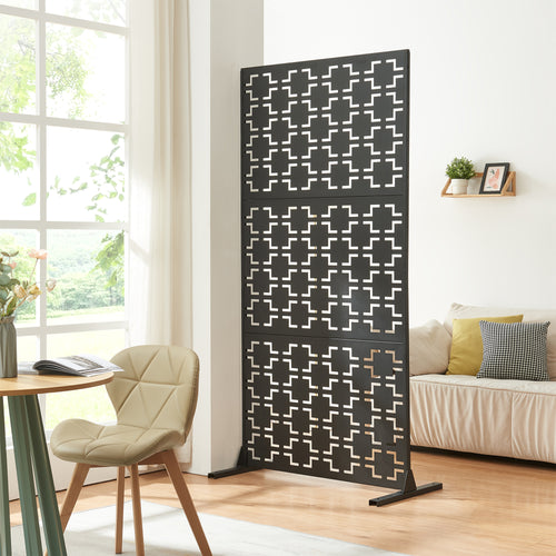 Indoor Trennwand Aaskis Stahl 200x100x50 cm Schwarz [casa.pro] - premiumXL