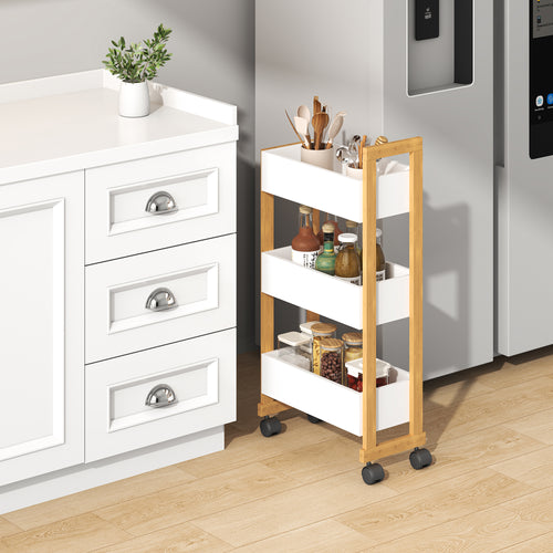 Rollwagen Varulta 80x41x20 cm Natur/Weiß [en.casa]