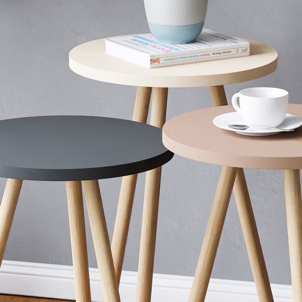 Satztisch Hjørring im 3er Set Rund 49 x Ø34 cm versch. Farben [en.casa]