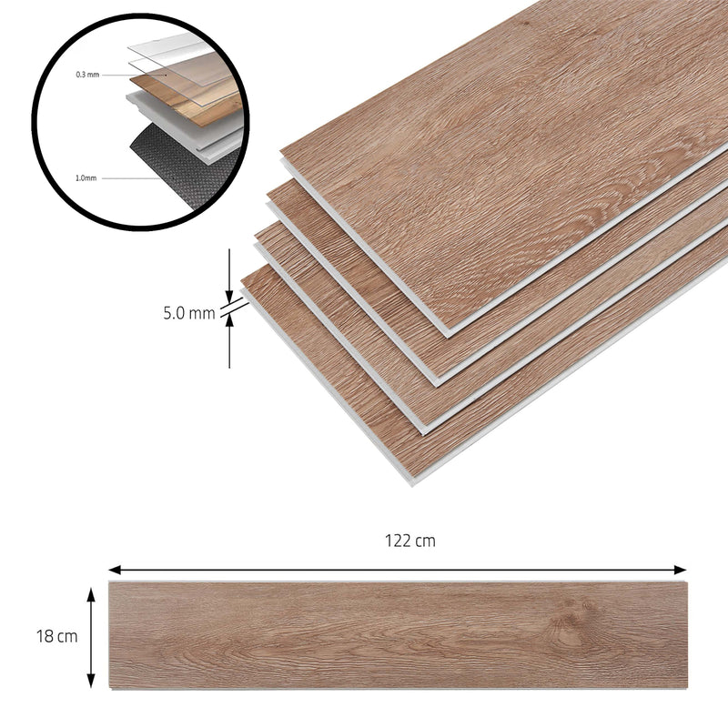 Maßskizze SPC Klickboden Okapirg Dekordielen 122 x 18 cm [NEU.HOLZ]