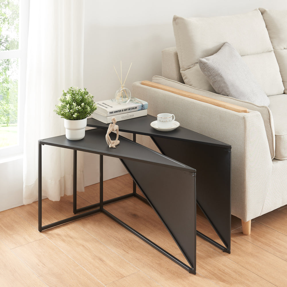 Satztisch Kungsör 2er Set Metall Schwarz [en.casa] - premiumXL