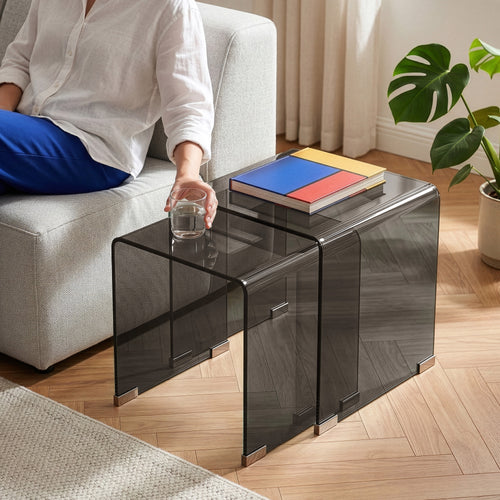 Satztisch Kariengem 2-tlg. Glas [en.casa]