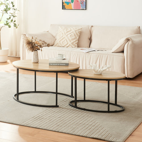 Satztisch Niederlande 2er Set Schwarz/Eiche [en.casa] - premiumXL