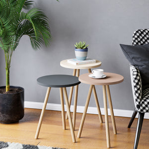 Satztisch Hjørring im 3er Set Rund 49 x Ø34 cm versch. Farben [en.casa] - premiumXL