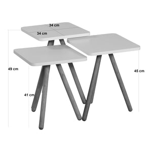 Satztisch Hobro im 3er Set Quadratisch 49x34x34 cm [en.casa]