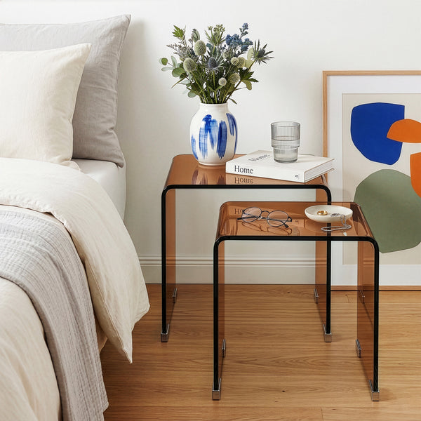 Satztisch Kariengem 2-tlg. Glas [en.casa]