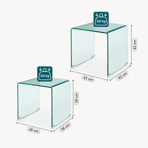 Satztisch Kariengem 2-tlg. Glas [en.casa]