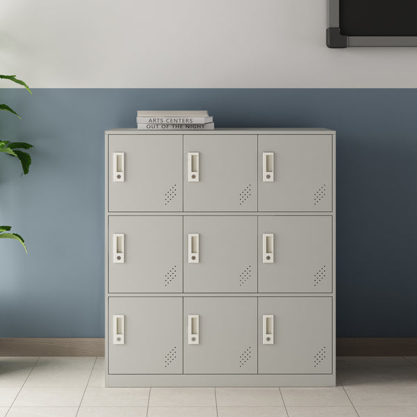 Schließfachschrank Rautavaara mit 4/6/9 Türen Lichtgrau [en.casa]