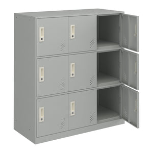 Schließfachschrank Rautavaara mit 4/6/9 Türen Lichtgrau [en.casa]
