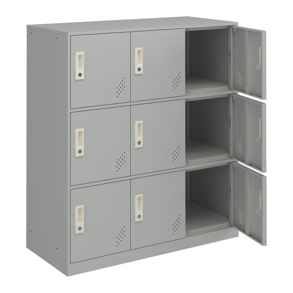 Schließfachschrank Rautavaara mit 4/6/9 Türen Lichtgrau [en.casa]