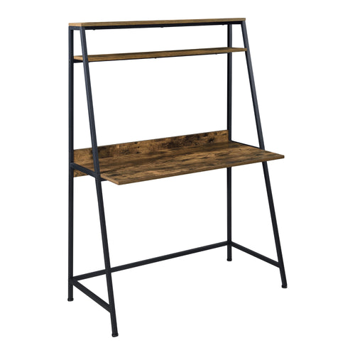 Schreibtisch Alvdal 143x105x51cm mit 2 Ablagen Schwarz Dunkler Holzton [en.casa]