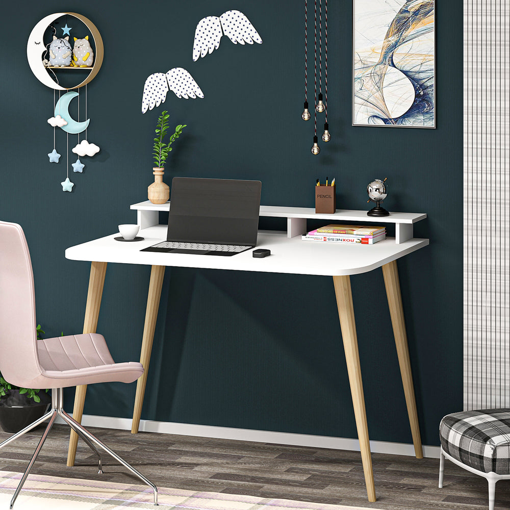 Schreibtisch Östhammar mit Tischaufsatz Weiß [en.casa]