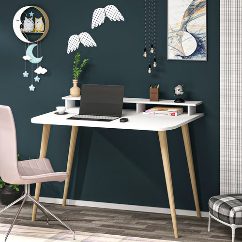 Schreibtisch Östhammar mit Tischaufsatz Weiß [en.casa]