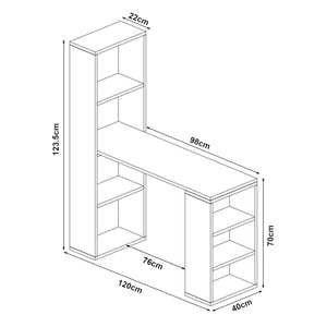 Schreibtisch Meråker mit Regalen 120x40x123,5cm in versch. Farben [en.casa]